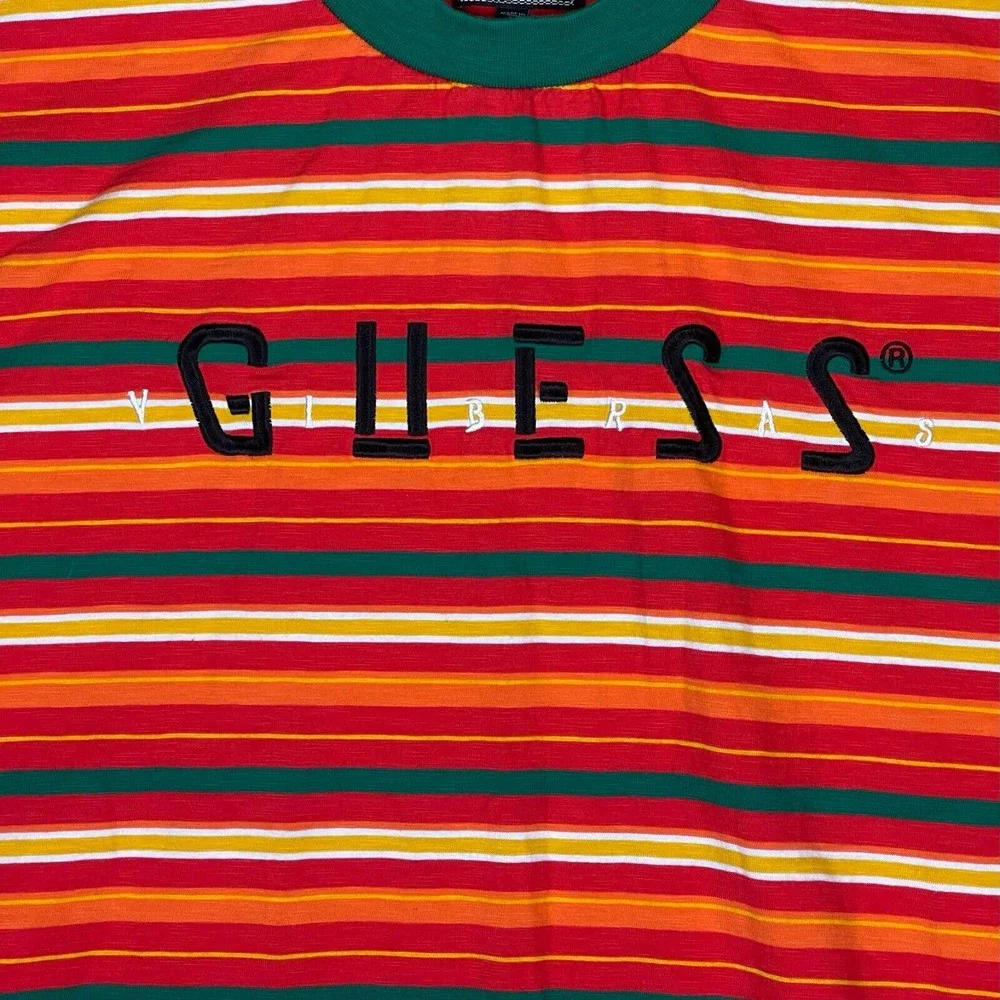 Guess x J Balvin Vibras Tour Striped T Shirt Mens L Multicolor Round‎ Neck - Picture 3 of 10